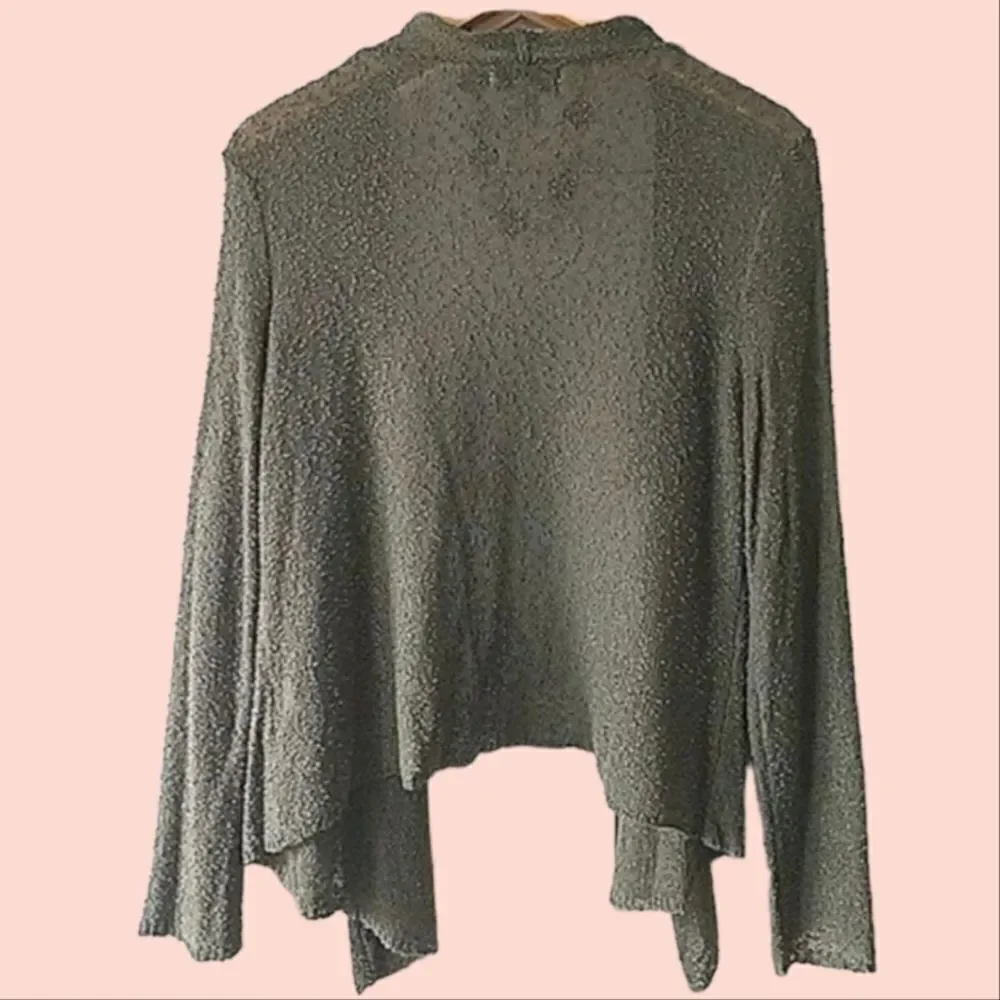 Wind River Slubby Army Green Stretchy Open Cardigan Size L